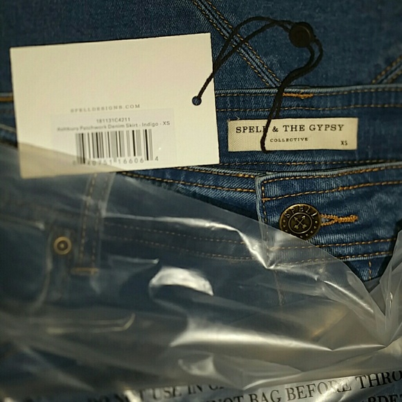 New spell designs Ashbury patchwork denim skirt XS - Picture 7 of 8